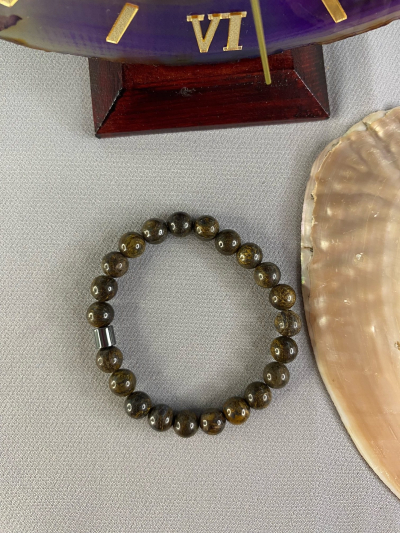 8 mm Bronzit Doğal Taş Bileklik Küre Kesim