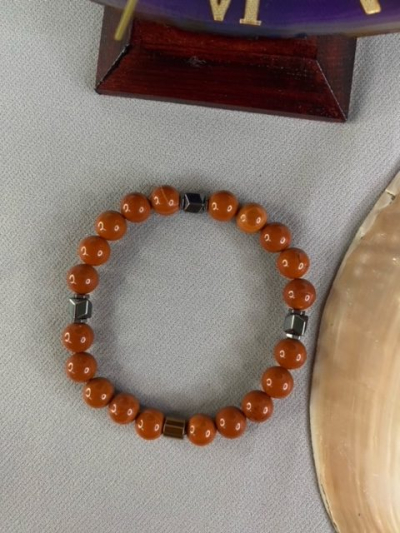 8 mm Jasper - Hematit Doğal Taş Bileklik Küre Kesim