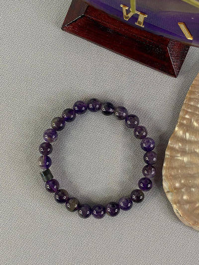 8 mm Ametist Doğal Taş Bileklik Küre Kesim