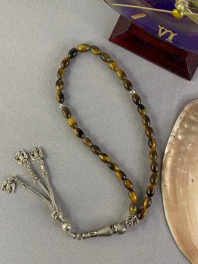 9*6 mm Kaplangözü Doğal Taş Tesbih Arpa Kesim