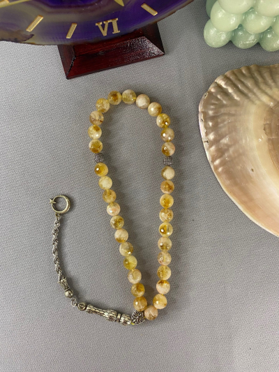 10 mm Sitrin Doğal Taş Tesbih Faset Kesim