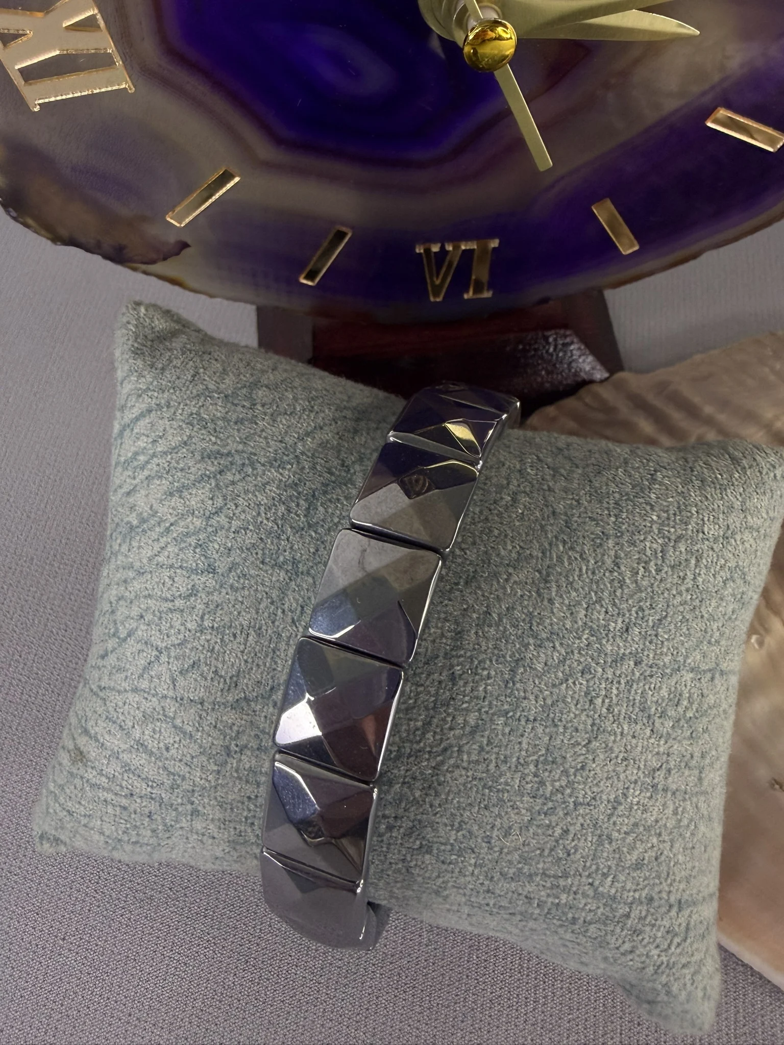 Terahertz Doğal Taş Faset Kesim Rolex Bileklik