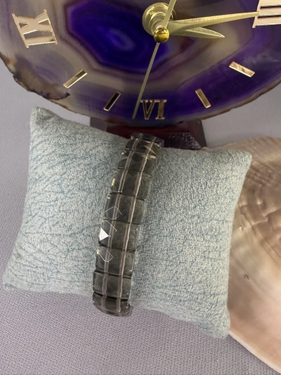 Dumanlı Kuvars Doğal Taş Faset Kesim Rolex Bileklik 12,5*5 mm