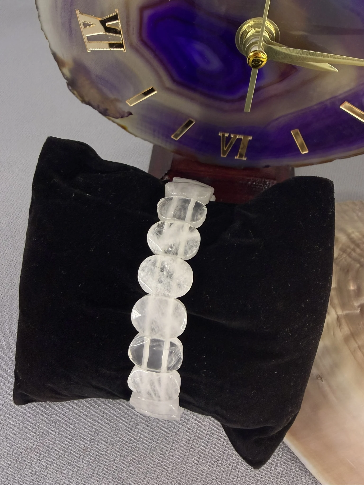 Kuvars Doğal Taş Faset Kesim Rolex Bileklik 14*5 mm
