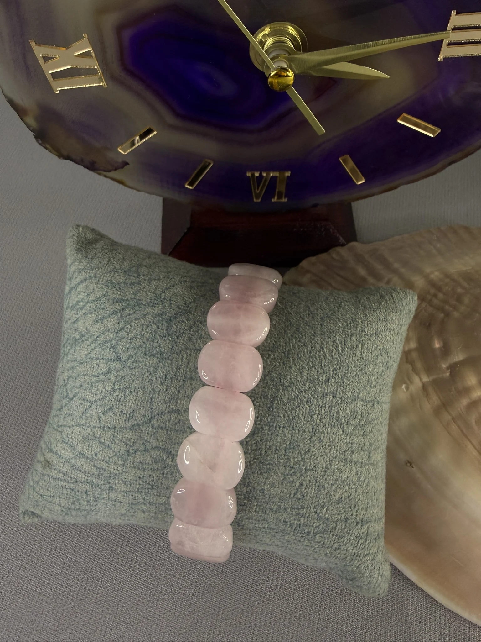 Pembe Kuvars Doğal Taş Rolex Bileklik 14*5 mm