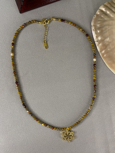 3 mm Jasper Doğal Taş Kolye Faset Kesim