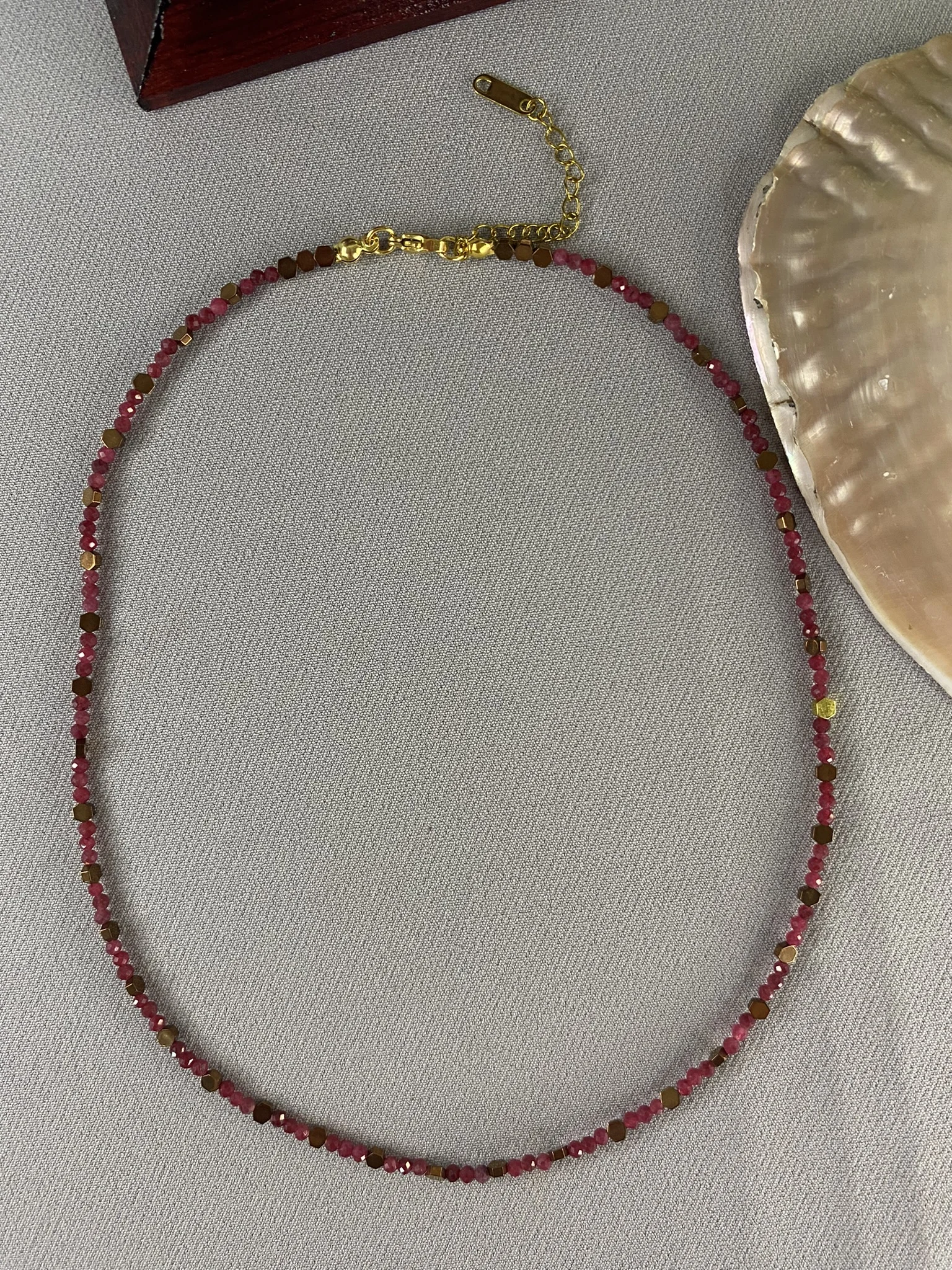 3 mm Lal Garnet Doğal Taş Kolye Faset Kesim