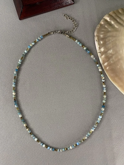 3 mm Larimar Doğaltaş Kolye Faset Kesim