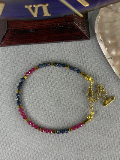 3 mm Yakut ve Safir Doğaltaş Faset Kesim Bileklik