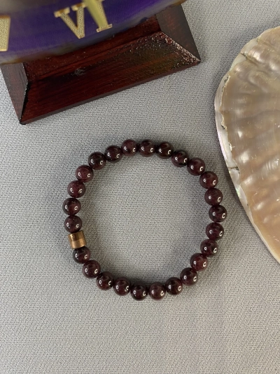 6 mm Lal Garnet Doğal Taş Bileklik Küre Kesim