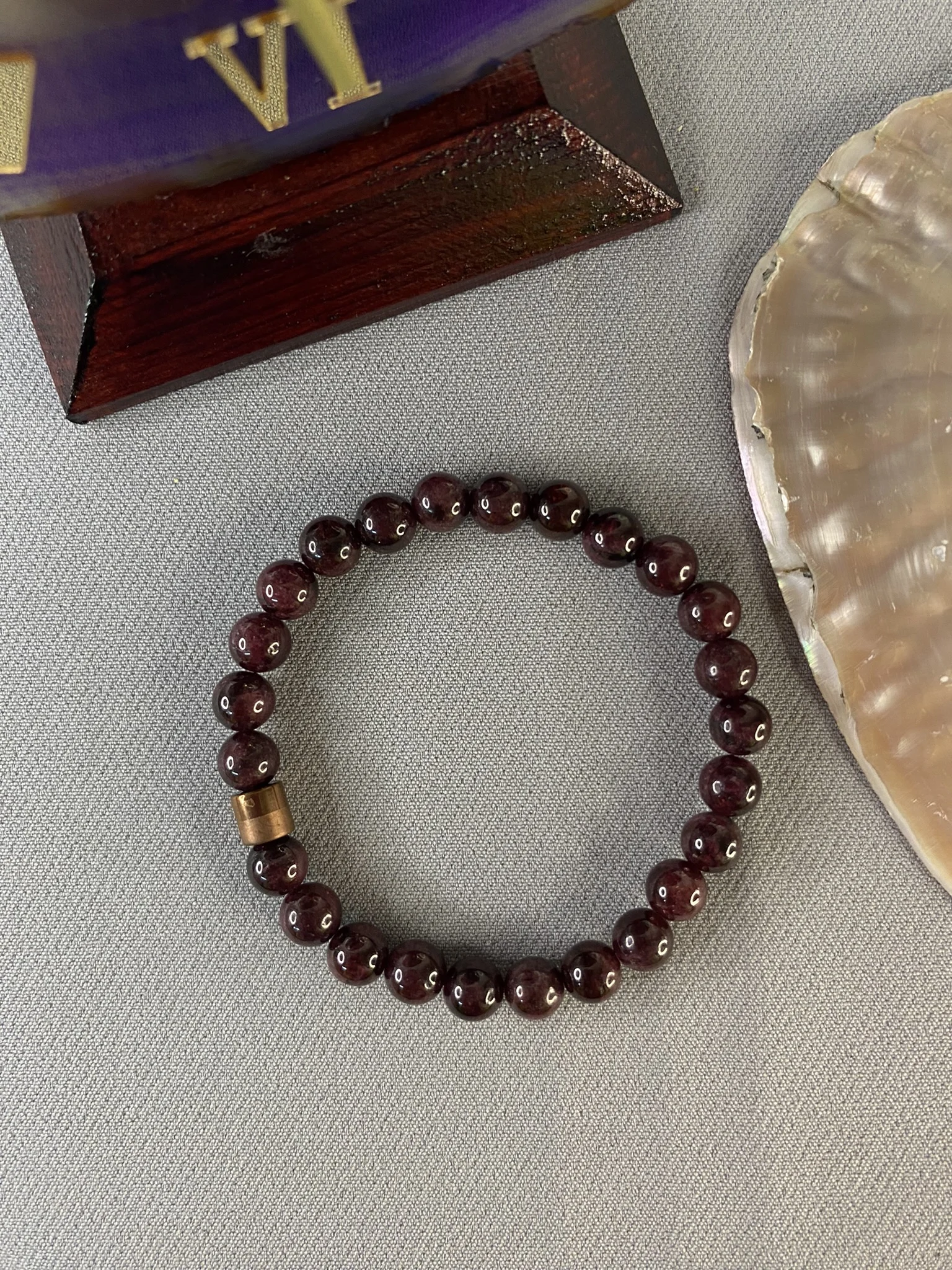6 mm Lal Garnet Doğal Taş Bileklik Küre Kesim