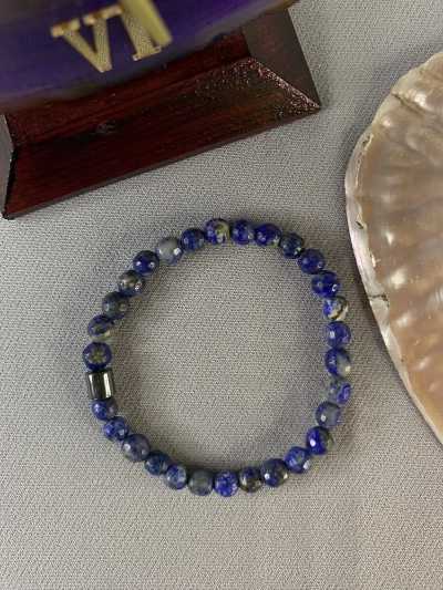 6 mm Lapis Lazuli Doğal Taş Bileklik Faset Kesim