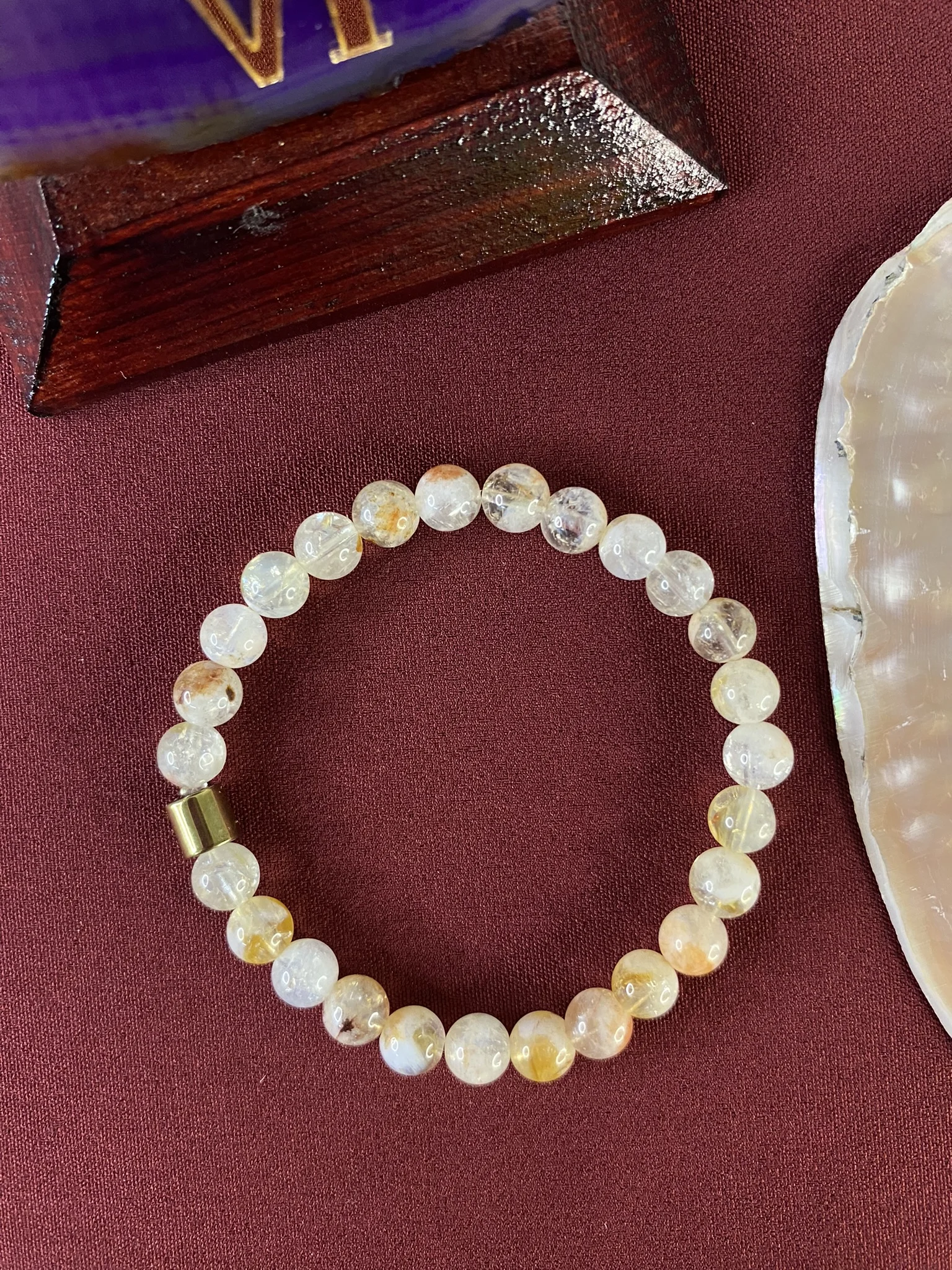 6 mm Sitrin Doğal Taş Bileklik Küre Kesim
