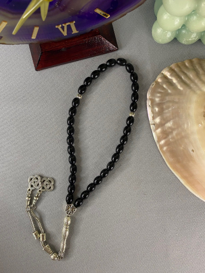 8*6 mm Oniks Doğal Taş Tesbih Arpa Kesim