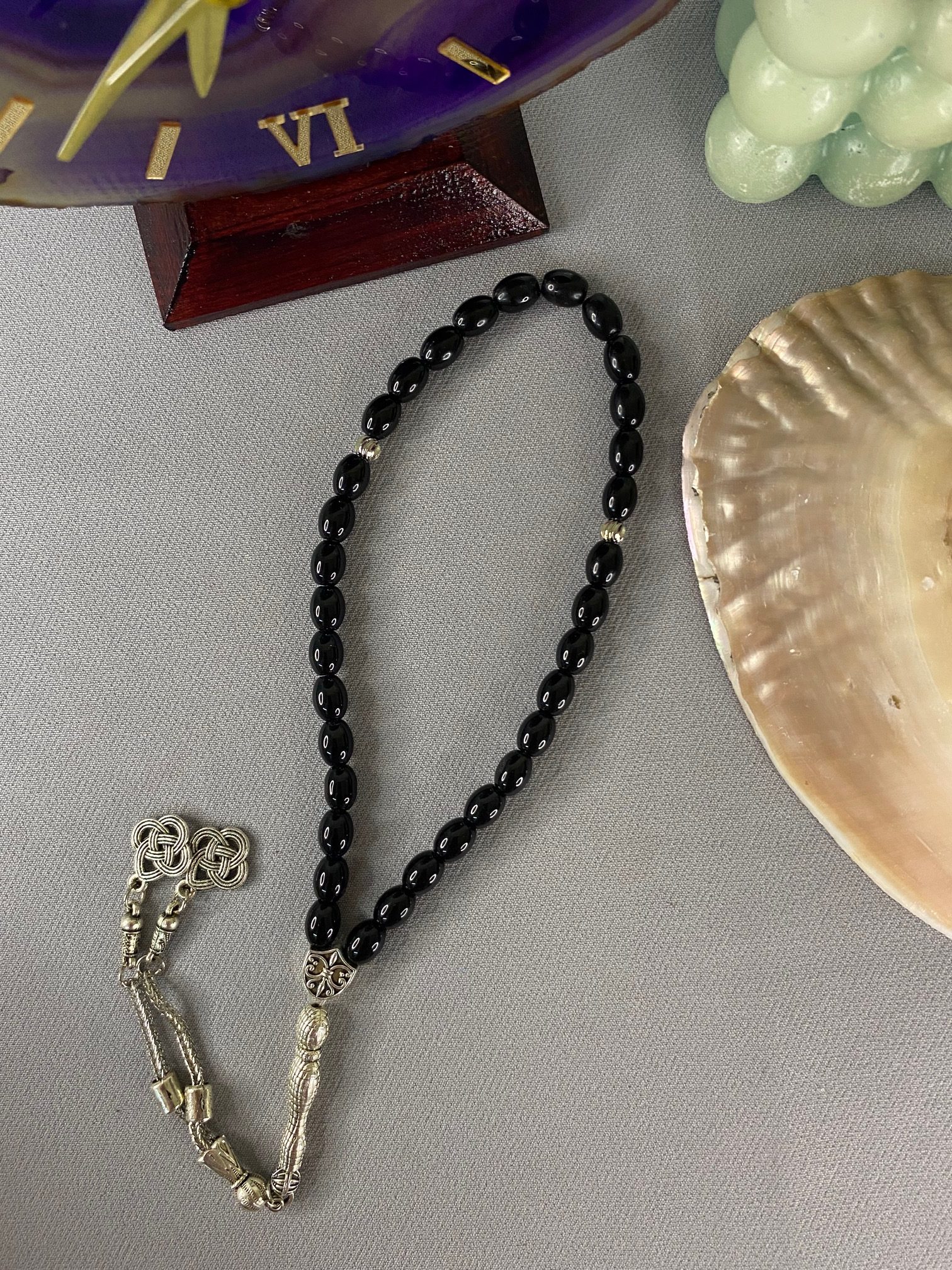 8*6 mm Oniks Doğal Taş Tesbih Arpa Kesim