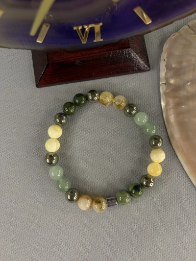 8 mm Bolluk ve Bereket Doğal Taş Bileklik Küre Kesim