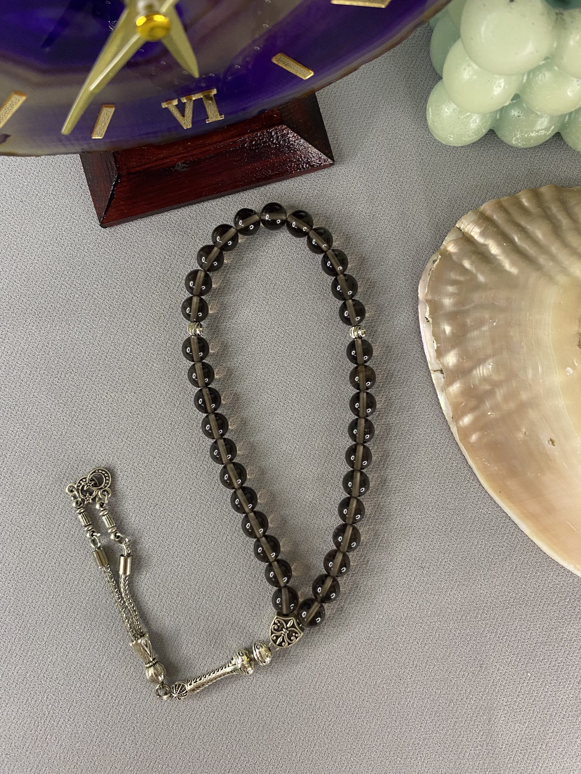 8 mm Dumanlı Kuvars Doğal Taş Tesbih Küre Kesim