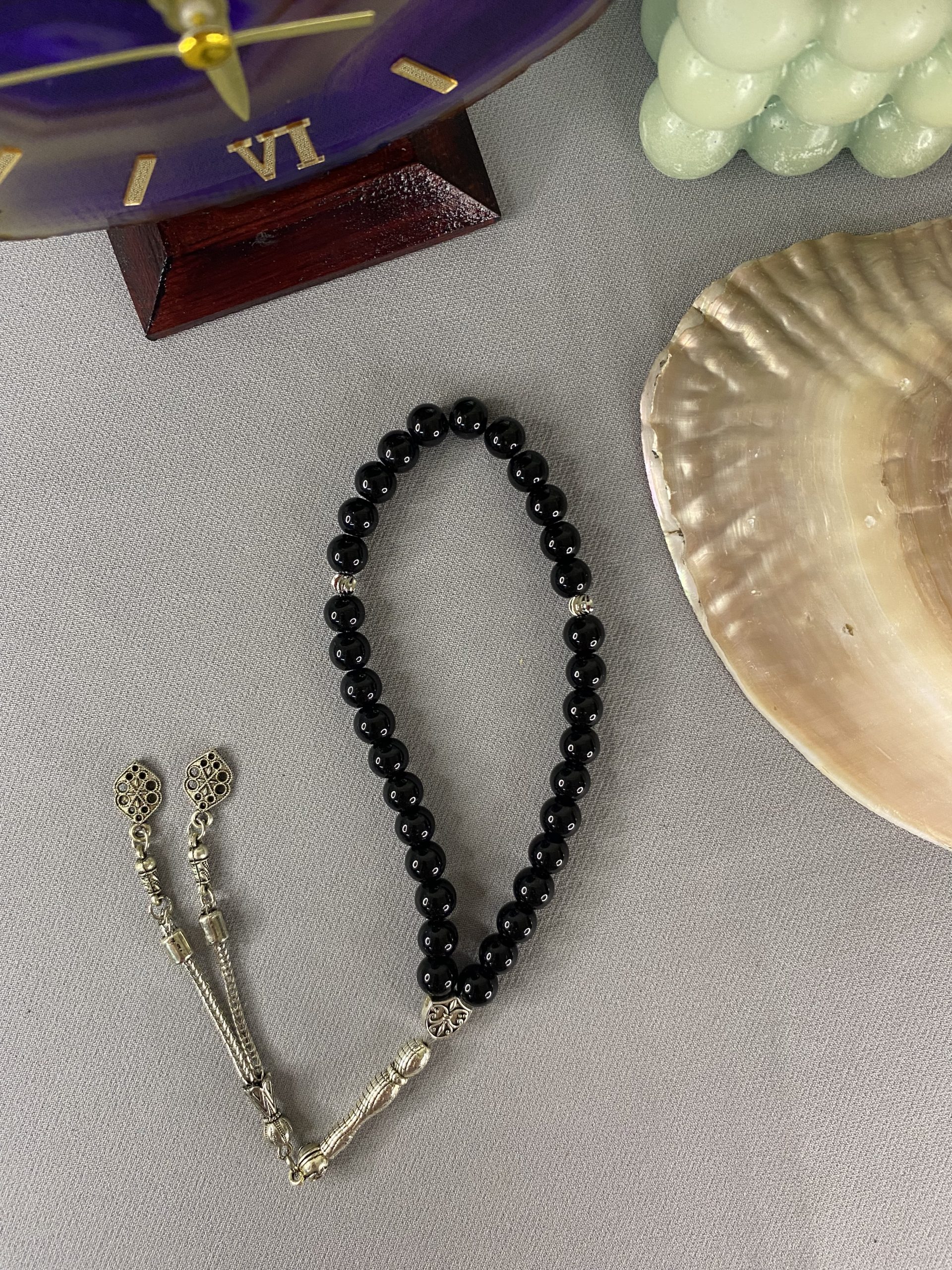 8 mm Obsidyen Doğal Taş Tesbih Küre Kesim