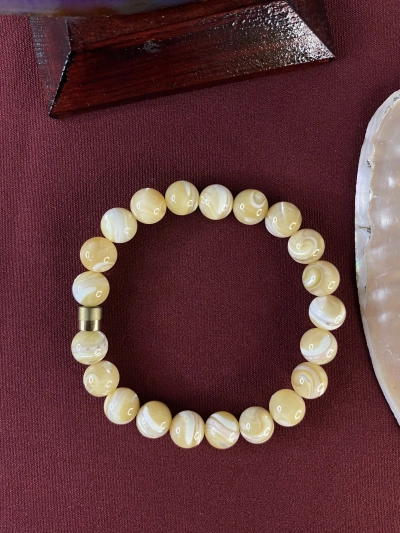8 mm Esmer Sedef Doğal Taş Bileklik Küre Kesim