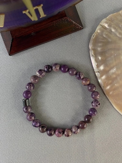 8 mm Lepidolit Doğal Taş Bileklik Küre Kesim