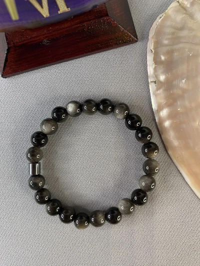 8 mm Obsidyen Doğal Taş Bileklik Küre Kesim