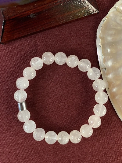 8 mm Pembe Kuvars Doğal Taş Bileklik Küre Kesim
