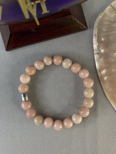 8 mm Pembe Opal Doğal Taş Bileklik Küre Kesim