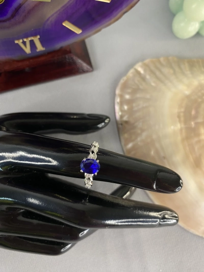 Safir Doğal Taş Oval Faset Kesim Ayarlanabilir Yüzük
