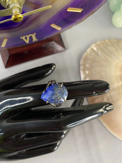 Lapis Lazuli Doğal Taş Damla Faset Kesim Yüzük