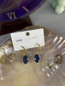 Lapis Lazuli Doğal Taş Oval Faset Kesim Küpe