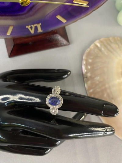 Lapis Lazuli Doğal Taş Oval Kesim Ayarlanabilir Yüzük