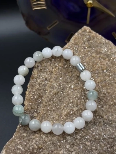 8 mm Beyaz Akik Doğal Taş Bileklik Küre Kesim